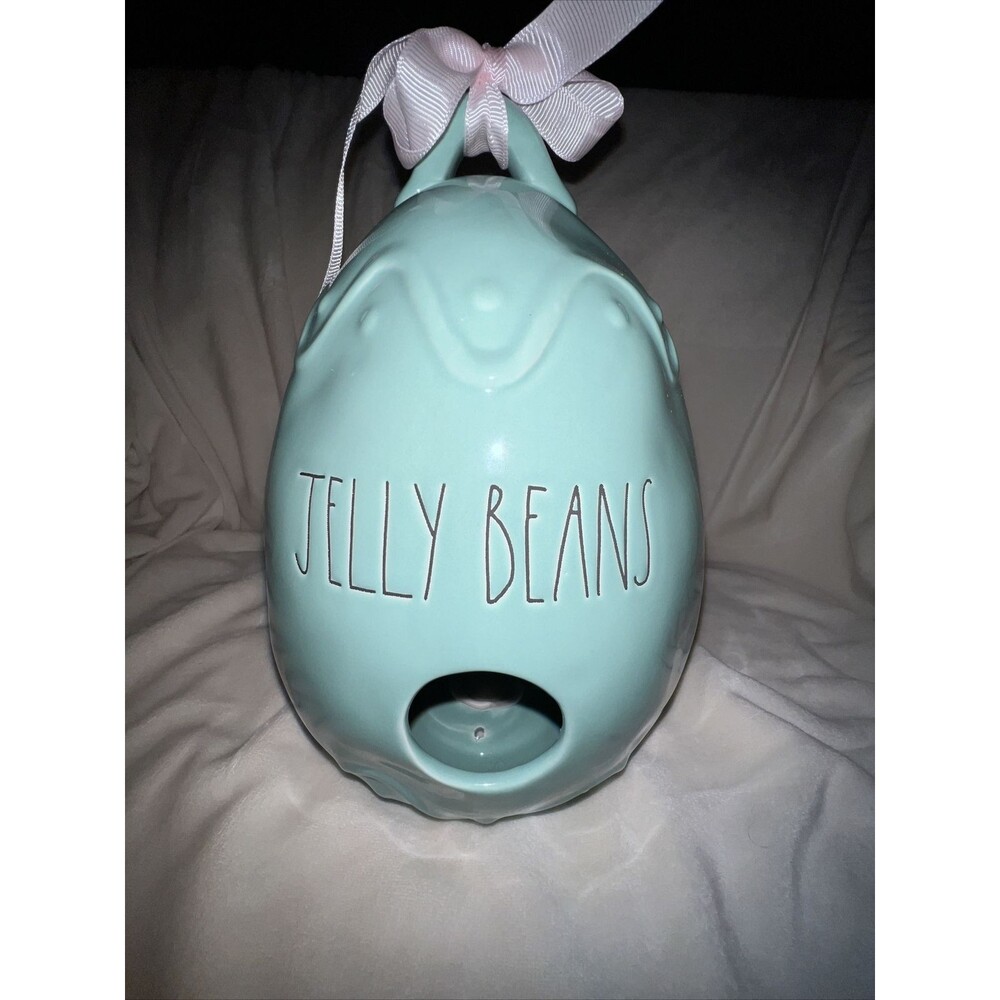 Rae Dunn Jelly Beans BLUE Egg Birdhouse Ceramic 10” Easter Decor